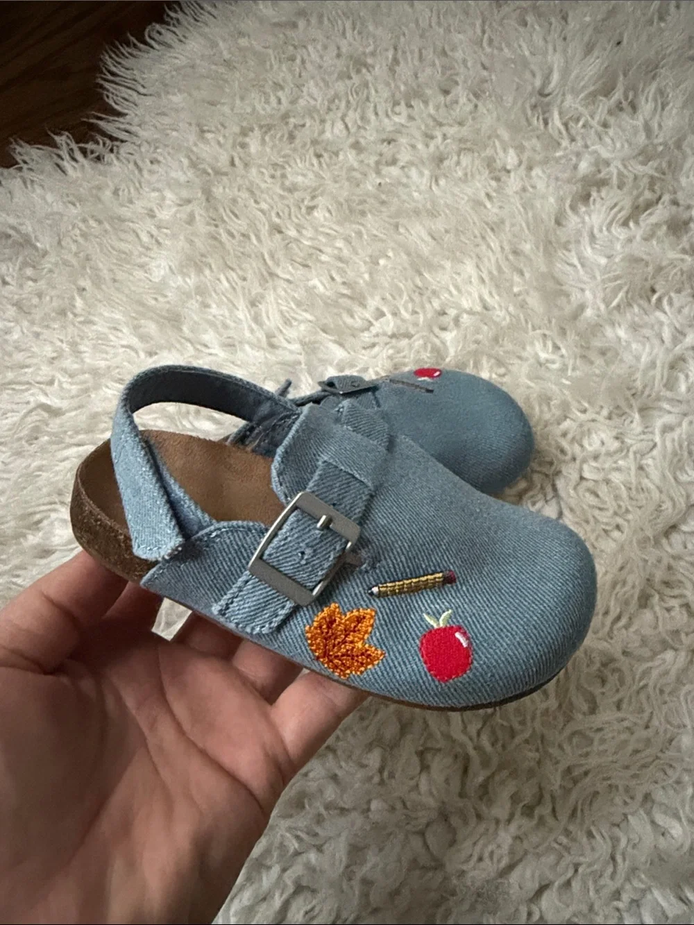 GAP Baby Blue Canvas Hook-and-Loop Embroidered Shoes
